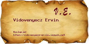 Vidovenyecz Ervin névjegykártya